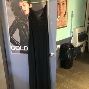 Black beaded prom dress